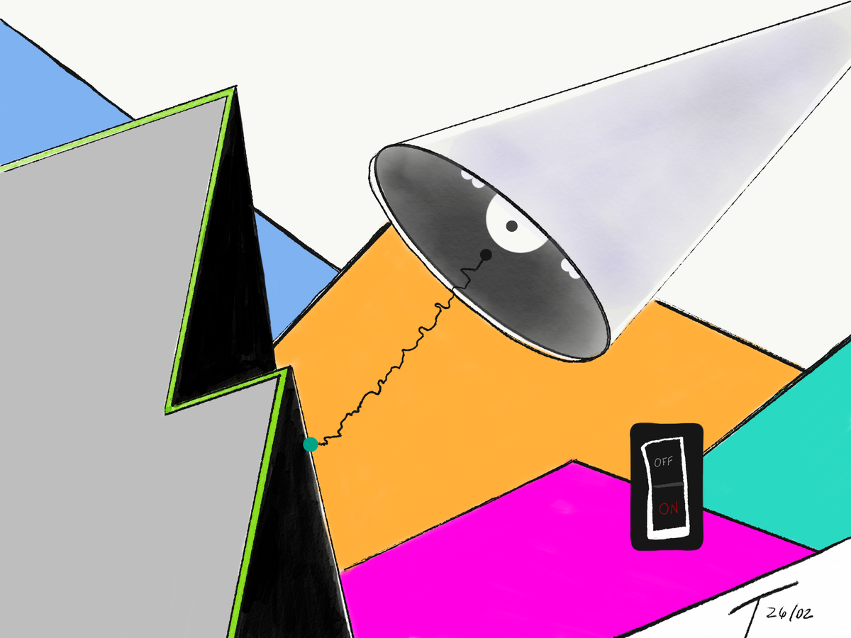 Dibujo realizado en Procreate. Autor: Tomás Gauthier | Nombre: Off/On